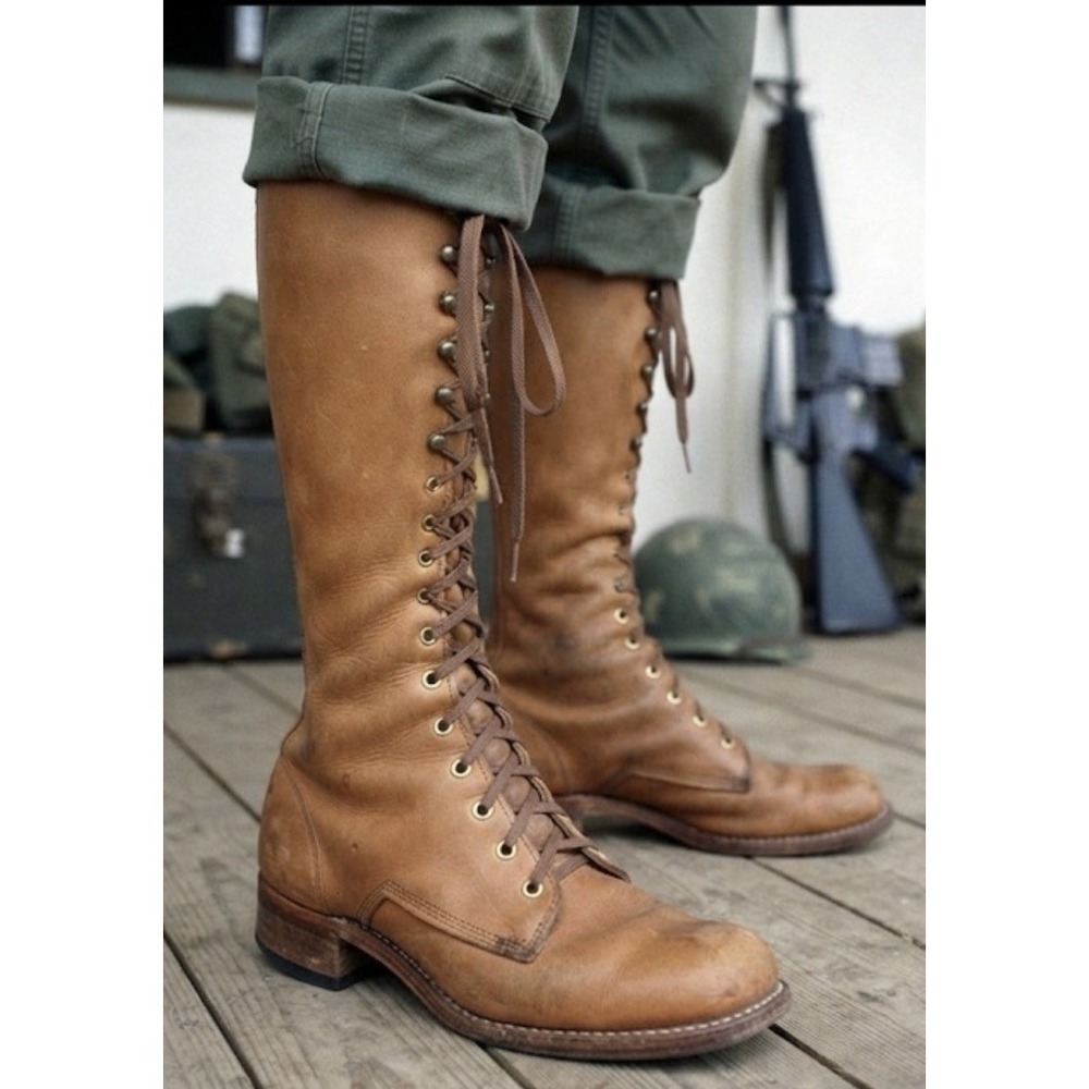 Vintage 60s 70s Regal Field Boots Military Brown Suede Tall Lace Up Mens Sz 8D